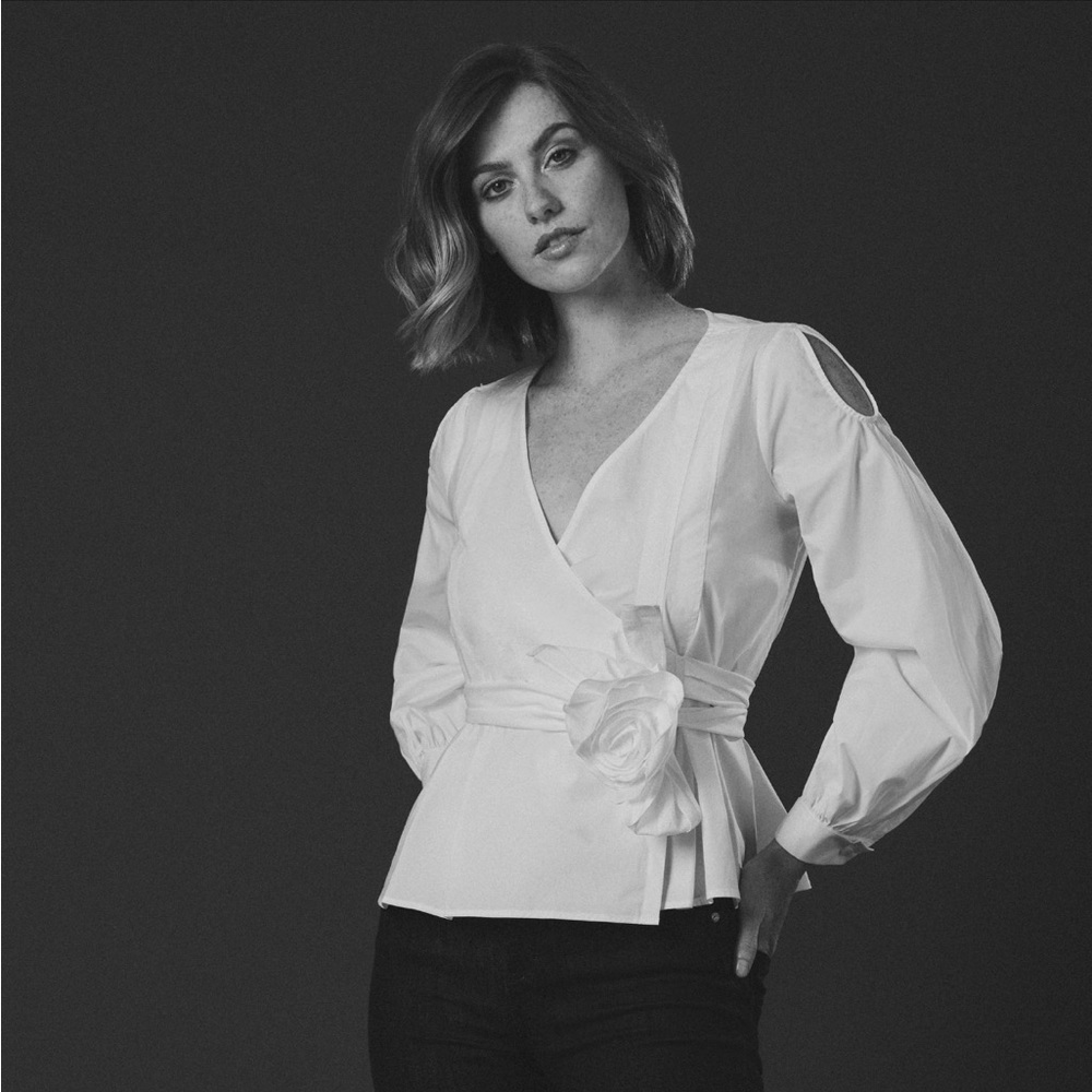 Anne Fontaine Long Sleeve Wrap Blouse